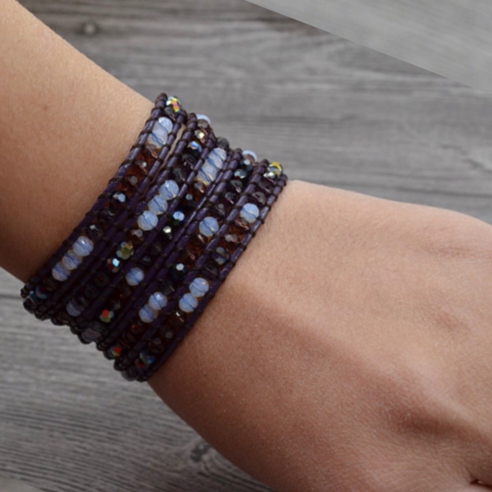 SWAROVSKI AMETHYST CRYSTAL WRAP BRACELET- Fair trade